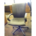 Executive Black Leather Task Office Chair w Arms